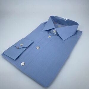 Eton Dress Shirt Men XL 17 - 43 Blue Long Sleeve Formal Twill Slim Fit Button Up